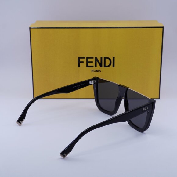 Fendi FE40136I 01A Geometric Sunglasses - Shiny Black/Smoke - Picture 8 of 9
